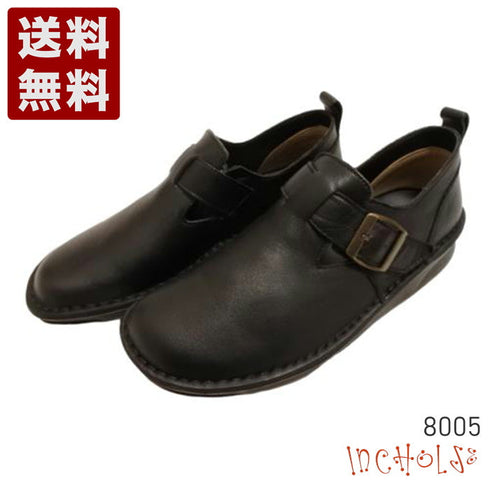 【インコルジェ8005 ブラック】ベルト付カジュアルシューズ