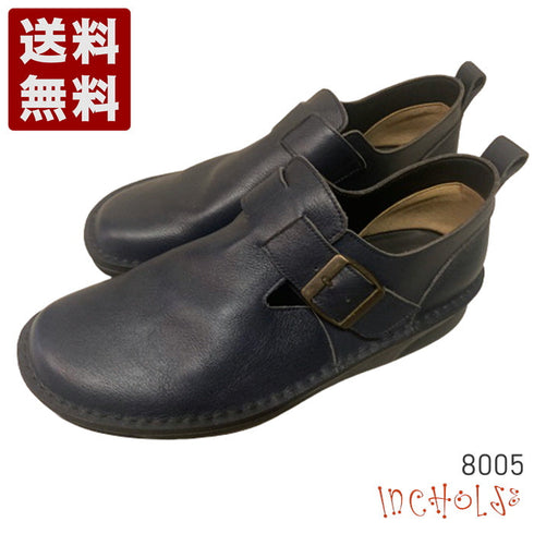 【インコルジェ8005 ネイビー】ベルト付カジュアルシューズ