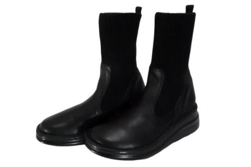 【インコルジェ8172 ブラック】ヒール高ショートニットブーツ