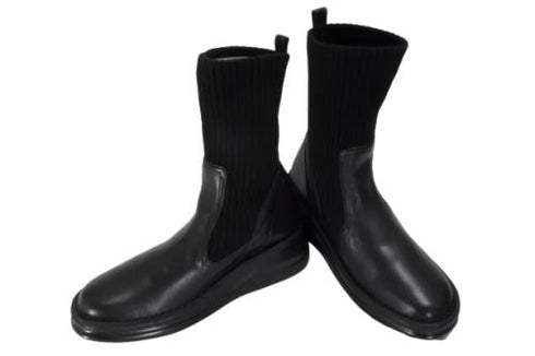 【インコルジェ8172 ブラック】ヒール高ショートニットブーツ