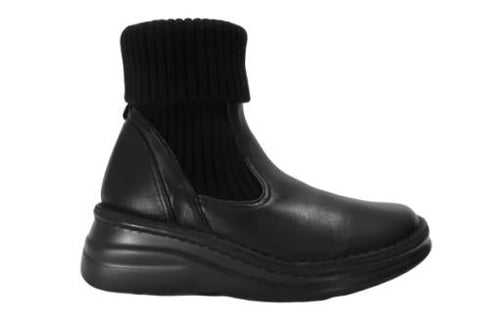 【インコルジェ8172 ブラック】ヒール高ショートニットブーツ