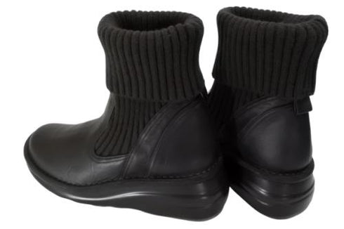 【インコルジェ8172 ダークブラウン】ヒール高ショートニットブーツ