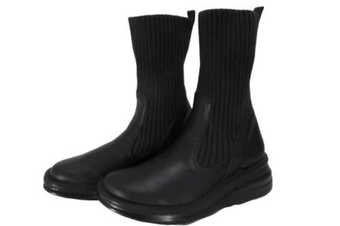 【インコルジェ8172 ダークブラウン】ヒール高ショートニットブーツ