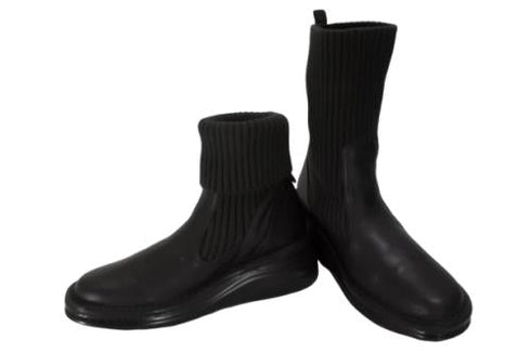 【インコルジェ8172 ダークブラウン】ヒール高ショートニットブーツ