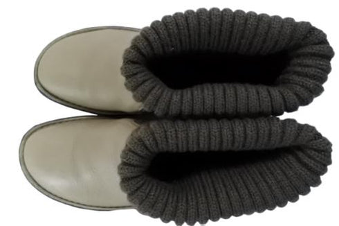 【インコルジェ8172 グレー】ヒール高ショートニットブーツ