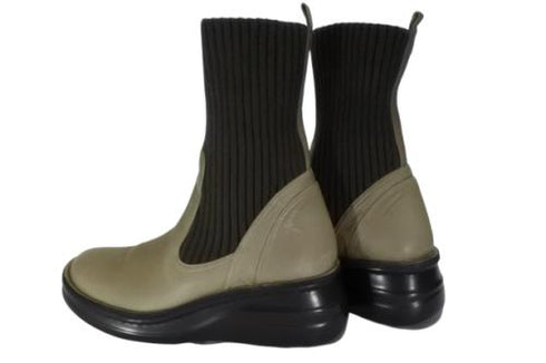 【インコルジェ8172 グレー】ヒール高ショートニットブーツ