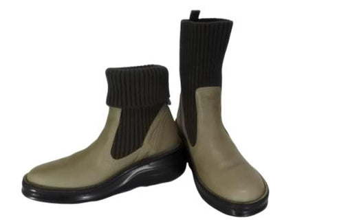 【インコルジェ8172 グレー】ヒール高ショートニットブーツ