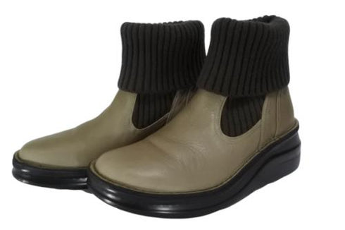 【インコルジェ8172 グレー】ヒール高ショートニットブーツ