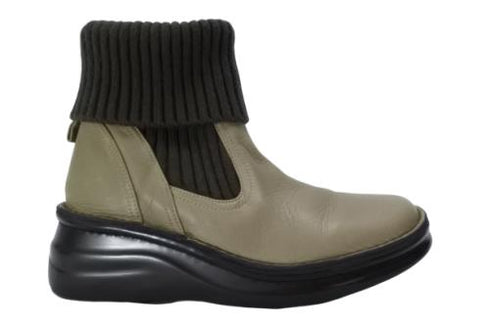 【インコルジェ8172 グレー】ヒール高ショートニットブーツ