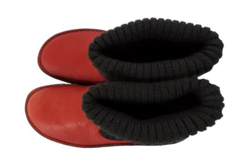 【インコルジェ8172 レッド】ヒール高ショートニットブーツ