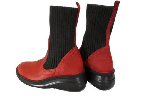 【インコルジェ8172 レッド】ヒール高ショートニットブーツ