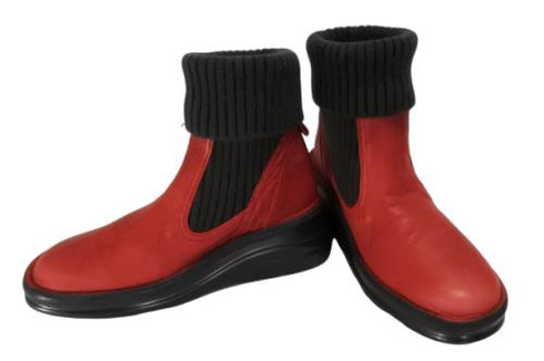 【インコルジェ8172 レッド】ヒール高ショートニットブーツ