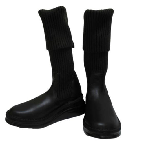 【インコルジェ8195 ダークブラウン】履き方自由自在 ヒール高ロングニットブーツ