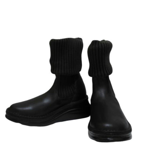 【インコルジェ8195 ダークブラウン】履き方自由自在 ヒール高ロングニットブーツ