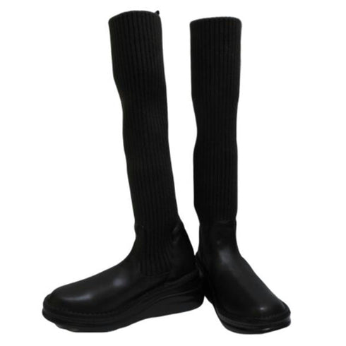 【インコルジェ8195 ダークブラウン】履き方自由自在 ヒール高ロングニットブーツ