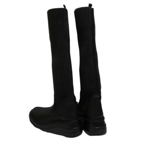 【インコルジェ8195 ダークブラウン】履き方自由自在 ヒール高ロングニットブーツ