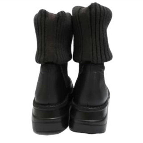 【インコルジェ8195 ダークブラウン】履き方自由自在 ヒール高ロングニットブーツ