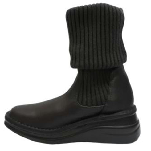 【インコルジェ8195 ダークブラウン】履き方自由自在 ヒール高ロングニットブーツ