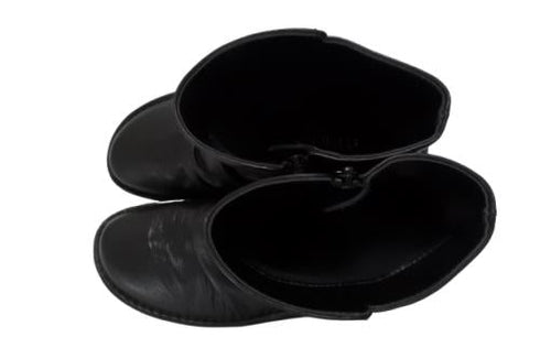 【インコルジェ 8209 ブラック】くしゅっとかわいい本革幅広ショートブーツ