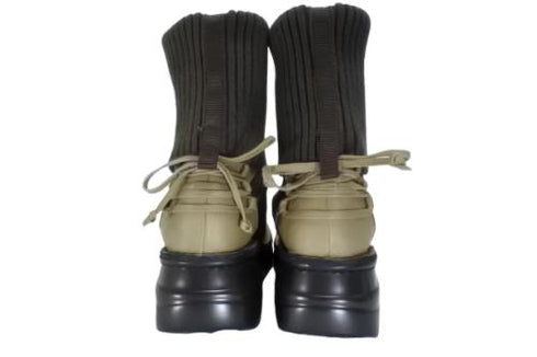 【インコルジェ8248 グレー】くしゅくしゅミドル丈靴紐ニットブーツ