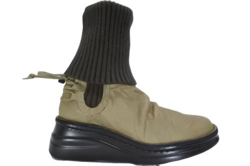 【インコルジェ8248 グレー】くしゅくしゅミドル丈靴紐ニットブーツ