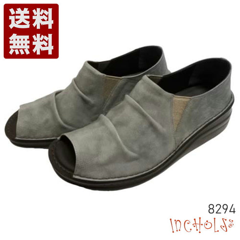 【インコルジェ 8294 ライトブルー】オープントゥくしゅくしゅシューズサンダル