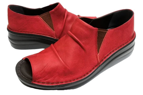 【インコルジェ 8294 レッド】オープントゥくしゅくしゅシューズサンダル
