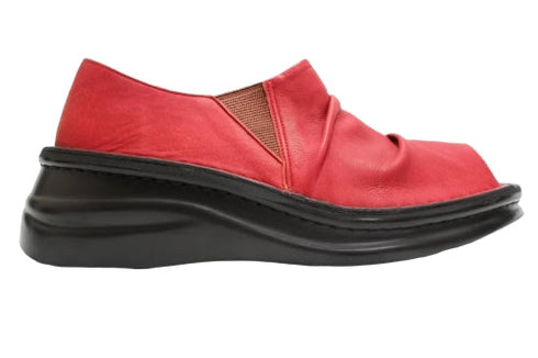 【インコルジェ 8294 レッド】オープントゥくしゅくしゅシューズサンダル