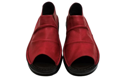 【インコルジェ 8294 レッド】オープントゥくしゅくしゅシューズサンダル