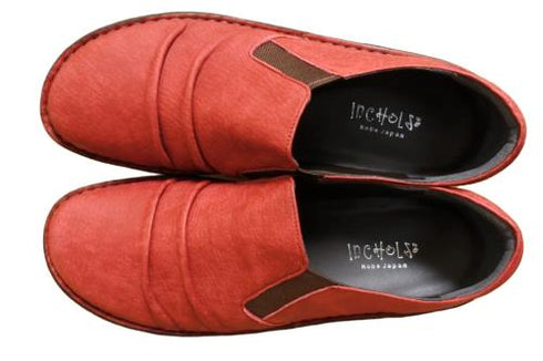 【インコルジェ8303 レッド】くしゅっとかわいい脱ぎ履きらくらくシューズ