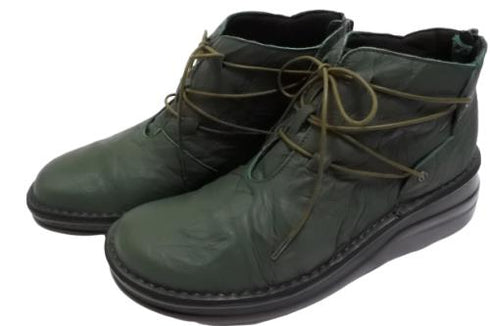 【インコルジェ8308 グリーン】ハイカット靴紐シューズ