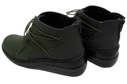 【インコルジェ8308 グリーン】ハイカット靴紐シューズ