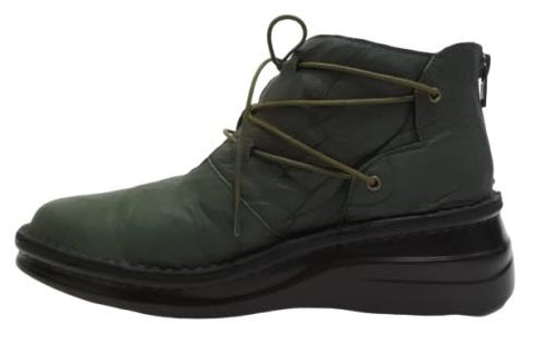 【インコルジェ8308 グリーン】ハイカット靴紐シューズ