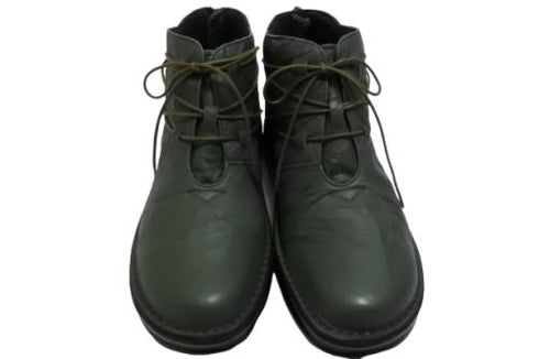 【インコルジェ8308 グリーン】ハイカット靴紐シューズ