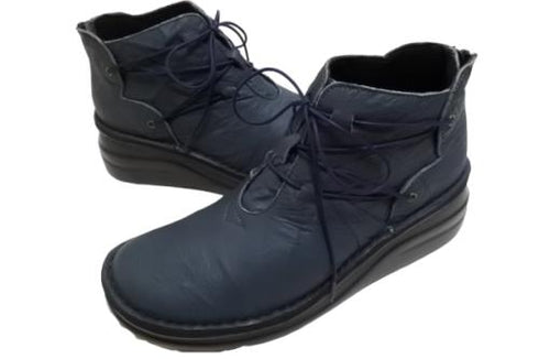 【インコルジェ8308 ネイビー】ハイカット靴紐シューズ