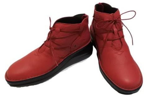 【インコルジェ8308 レッド】ハイカット靴紐シューズ