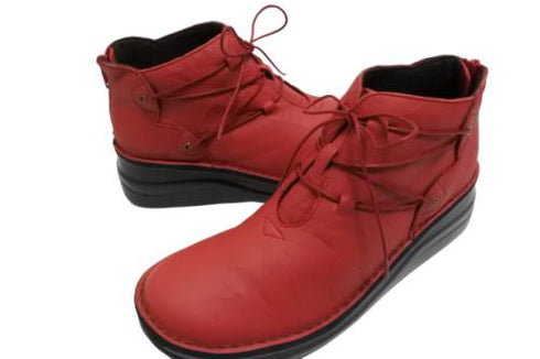 【インコルジェ8308 レッド】ハイカット靴紐シューズ