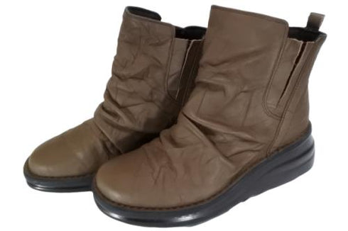 【インコルジェ8331 ダークブラウン】くしゅくしゅサイドゴアショートブーツ