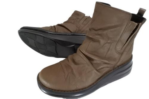 【インコルジェ8331 ダークブラウン】くしゅくしゅサイドゴアショートブーツ