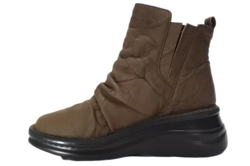 【インコルジェ8331 ダークブラウン】くしゅくしゅサイドゴアショートブーツ