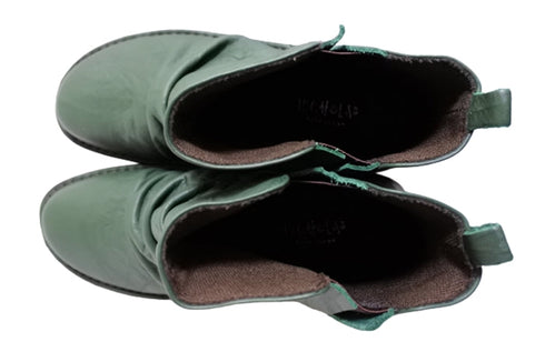 【インコルジェ8331 グリーン】くしゅくしゅサイドゴアショートブーツ