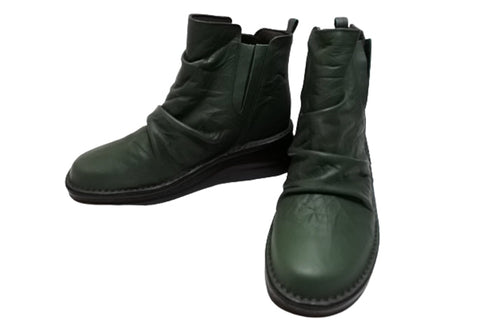 【インコルジェ8331 グリーン】くしゅくしゅサイドゴアショートブーツ
