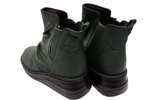 【インコルジェ8331 グリーン】くしゅくしゅサイドゴアショートブーツ