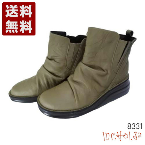 【インコルジェ8331 グレー】くしゅくしゅサイドゴアショートブーツ