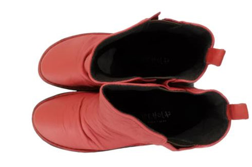 【インコルジェ8331 レッド】くしゅくしゅサイドゴアショートブーツ