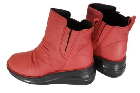 【インコルジェ8331 レッド】くしゅくしゅサイドゴアショートブーツ