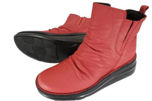 【インコルジェ8331 レッド】くしゅくしゅサイドゴアショートブーツ