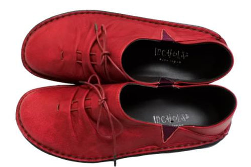 【インコルジェ 8387 レッド】ひと味違う個性派靴紐シューズ