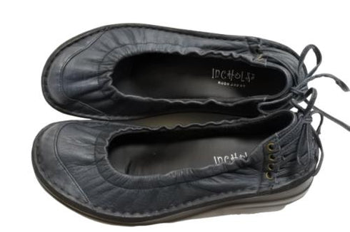 【インコルジェ 8394 ブルー】バックリボンバレエシューズパンプス