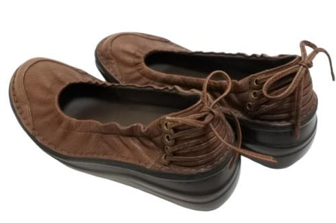 【インコルジェ 8394 ダークブラウン】バックリボンバレエシューズパンプス